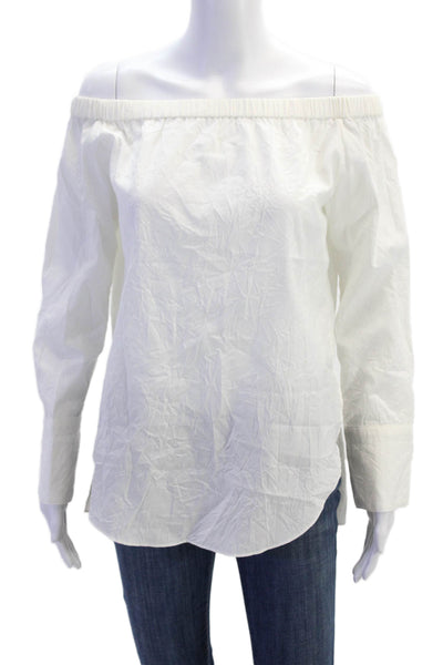 Rag & Bone Womens Cotton Long Sleeve Off Shoulder Blouse White Size S