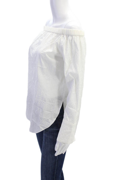Rag & Bone Womens Cotton Long Sleeve Off Shoulder Blouse White Size S