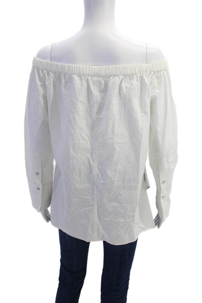 Rag & Bone Womens Cotton Long Sleeve Off Shoulder Blouse White Size S