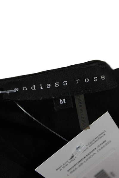 Endless Rose Womens Textured Spaghetti Strap Sleek Dress Black Size M