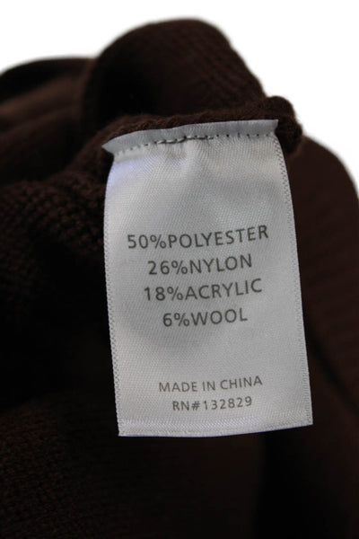 Lacademie Womens Wool Long Sleeve V-neck Collar Thick Knit Sweater Brown Size M