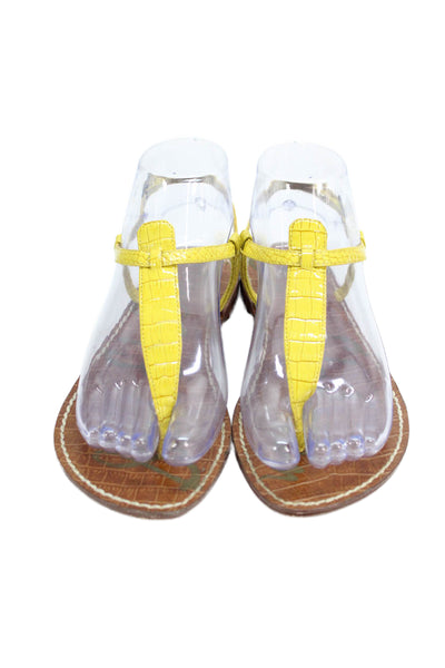 Sam Edelman Womens Gigi Patent Leather Thong Sandals Yellow Size 6