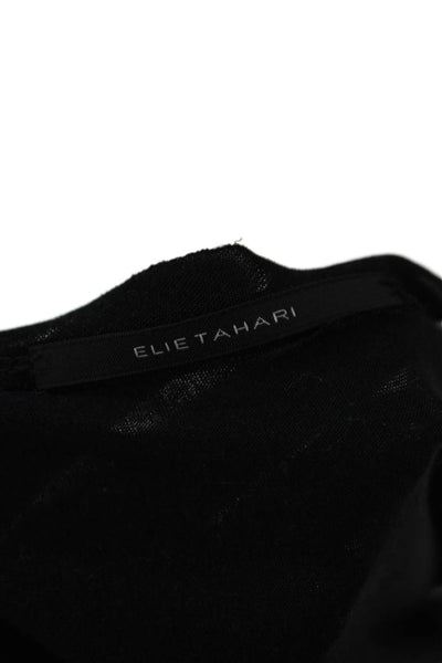 Elie Tahari Womens Long Sleeve V Neck Gathered Top Black Size XS