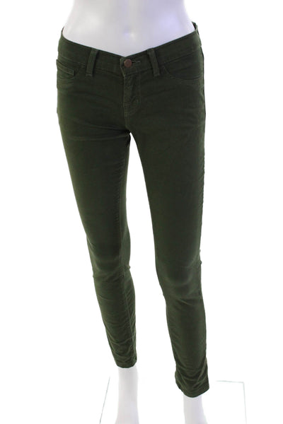 J Brand Womens Cotton Mid Rise Colored Ankle Skinny Jeans Green Size 26