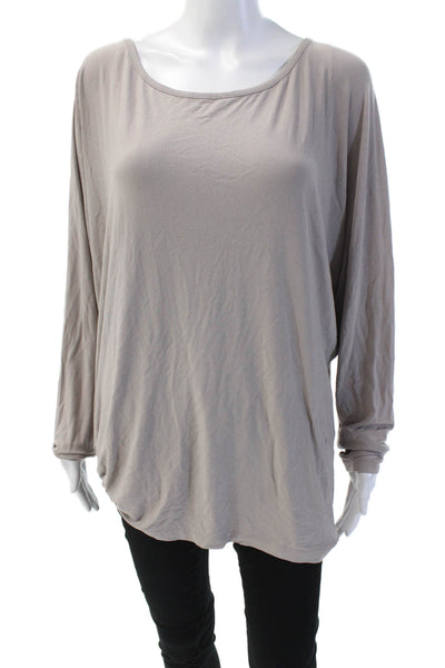 Vince Womens Long Sleeve Scoop Neck Lightweight Shirt Taupe Size Medium