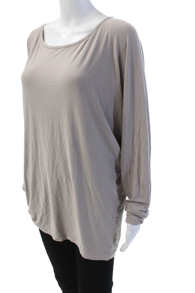 Vince Womens Long Sleeve Scoop Neck Lightweight Shirt Taupe Size Medium