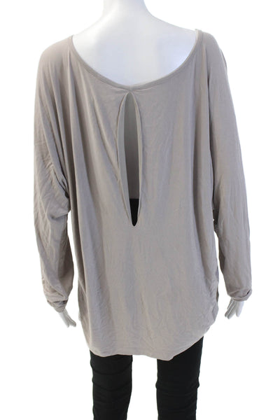 Vince Womens Long Sleeve Scoop Neck Lightweight Shirt Taupe Size Medium