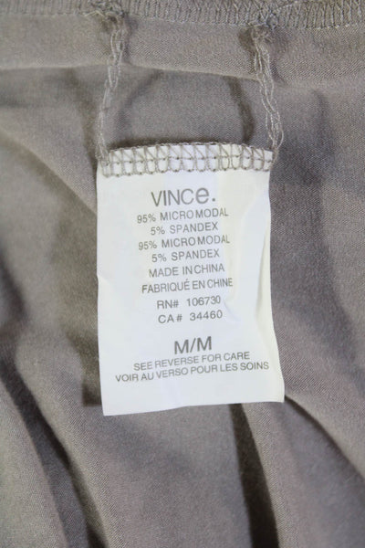 Vince Womens Long Sleeve Scoop Neck Lightweight Shirt Taupe Size Medium