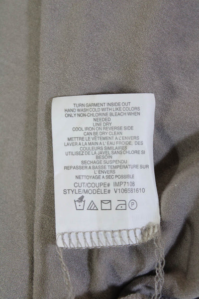 Vince Womens Long Sleeve Scoop Neck Lightweight Shirt Taupe Size Medium