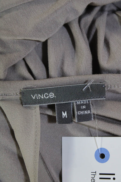 Vince Womens Long Sleeve Scoop Neck Lightweight Shirt Taupe Size Medium