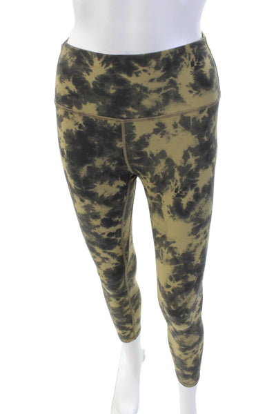 Varley Womens Tie Dye Print Pull On High Rise Leggings Beige Grey Size Medium