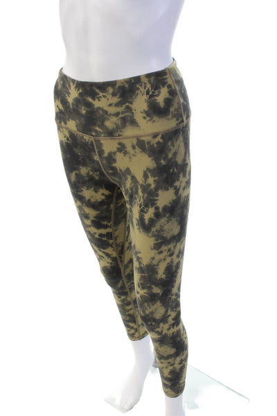 Varley Womens Tie Dye Print Pull On High Rise Leggings Beige Grey Size Medium