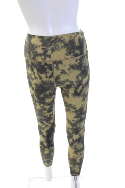 Varley Womens Tie Dye Print Pull On High Rise Leggings Beige Grey Size Medium