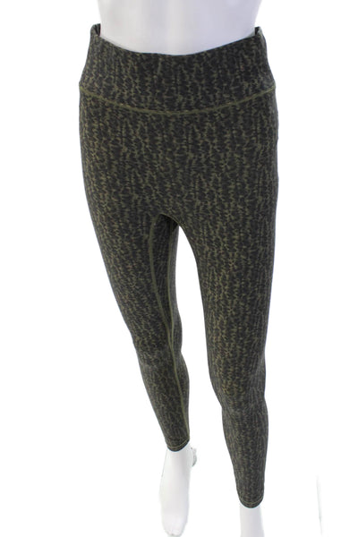 All Access Womens Abstract Print Pull On Leggings Black Green Size Medium