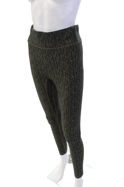 All Access Womens Abstract Print Pull On Leggings Black Green Size Medium