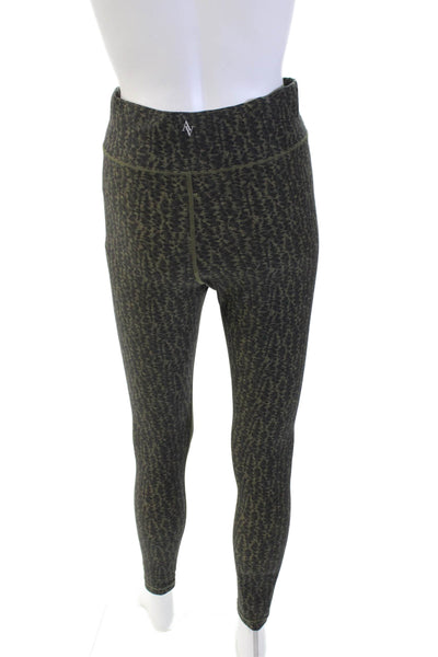 All Access Womens Abstract Print Pull On Leggings Black Green Size Medium