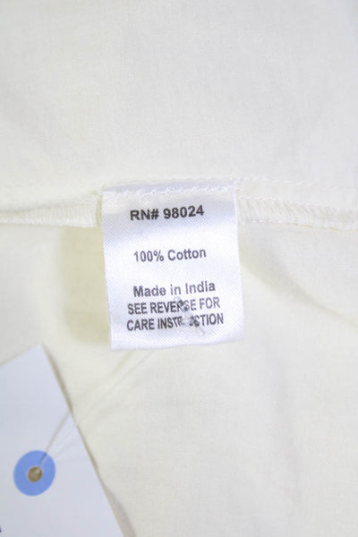 Love The Label Womens Eyelet Short Sleeves Blouse Off White Size Medium