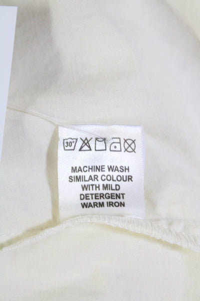 Love The Label Womens Eyelet Short Sleeves Blouse Off White Size Medium