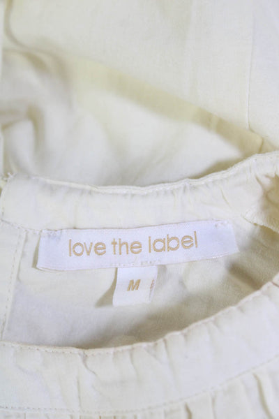 Love The Label Womens Eyelet Short Sleeves Blouse Off White Size Medium