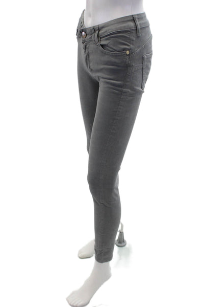 Anna Rita N Womens Cotton Mid-Rise Five Pocket Skinny Pants Gray Size 26