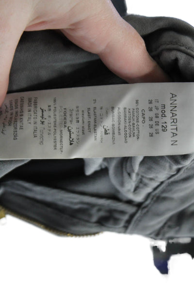 Anna Rita N Womens Cotton Mid-Rise Five Pocket Skinny Pants Gray Size 26