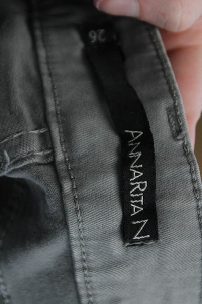 Anna Rita N Womens Cotton Mid-Rise Five Pocket Skinny Pants Gray Size 26