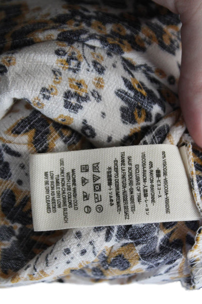 Free People Womens Floral Print Collared Long Sleeve Maxi Dress White Size 00