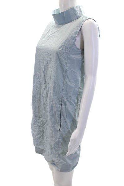 COS Womens Cotton Solid High Neck Zip Up Sleeveless Dress Light Blue Size 4