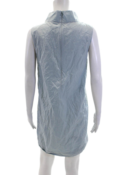 COS Womens Cotton Solid High Neck Zip Up Sleeveless Dress Light Blue Size 4