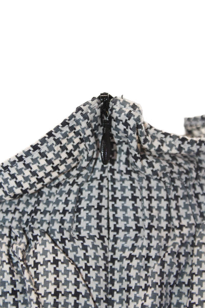 COS Womens Cotton Houndstooth Print High Neck Long Sleeve Dress White Size 4