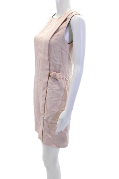 Ted Baker London Womens Solid Round Neck Zip Up Sleeveless Pink Size 1