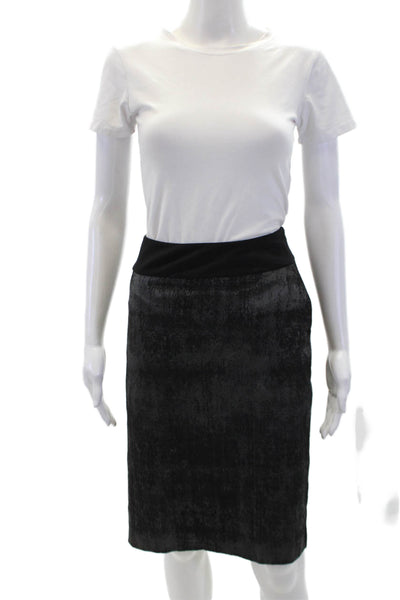 Eileen Fisher Womens Cotton Blend Abstract Print Skirt Suit Black Size S M