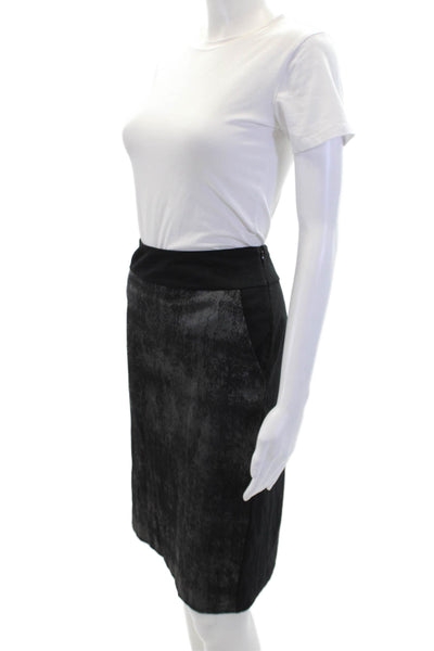 Eileen Fisher Womens Cotton Blend Abstract Print Skirt Suit Black Size S M