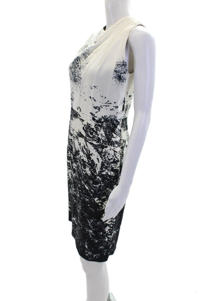 Antonio Berardi Womens Gathered Spotted Print Sheath Dress White Black Size 44