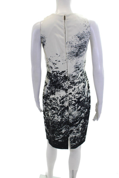 Antonio Berardi Womens Gathered Spotted Print Sheath Dress White Black Size 44
