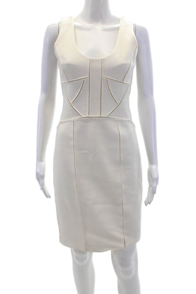 Robert Rodriguez Black Label Womens Scoop Neck Paneled Pencil Dress White Size 6