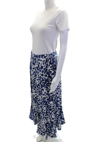 Whistles Womens Spotted Print Buttoned Wrap Closure Maxi Skirt Blue Size S