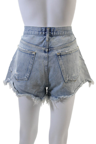 Agolde Womens Denim Button Up High Rise Cut Off Shorts Blue Cotton Size 29