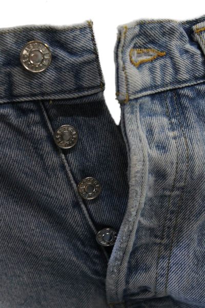 Agolde Womens Denim Button Up High Rise Cut Off Shorts Blue Cotton Size 29