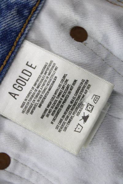 Agolde Womens Denim Button Up High Rise Cut Off Shorts Blue Cotton Size 29