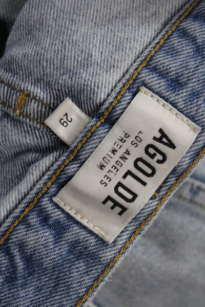 Agolde Womens Denim Button Up High Rise Cut Off Shorts Blue Cotton Size 29