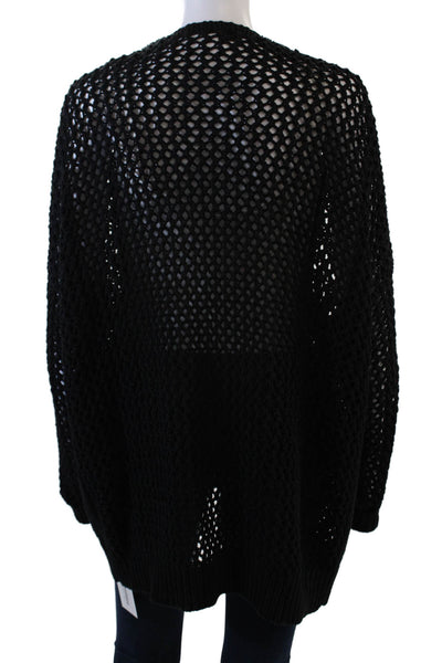 360 Sweater Womens Open Knit Long Sleeves Cardigan Sweater Black Cotton Size Sma