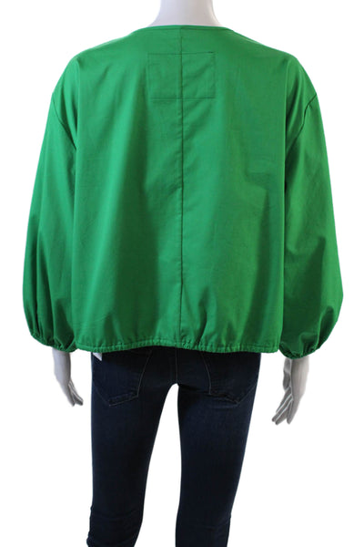 Drew Womens Long Sleeves V Neck Pullover Blouse Green Cotton Size Medium