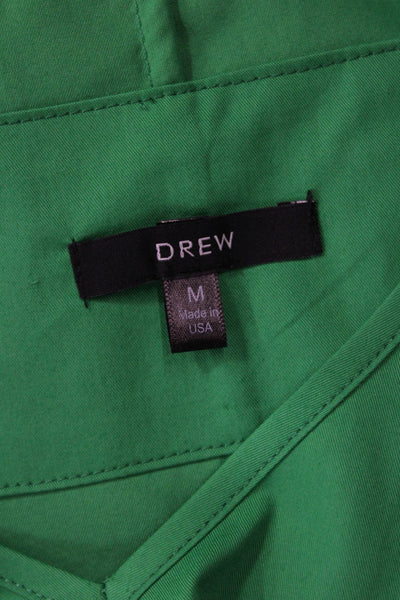 Drew Womens Long Sleeves V Neck Pullover Blouse Green Cotton Size Medium