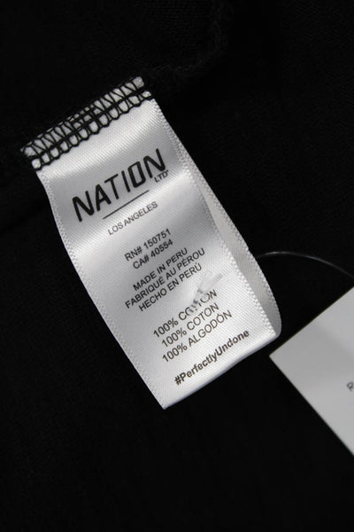 Nation LTD Womens Puffy Short Sleeves Tee Shirt Black Cotton Size Medium