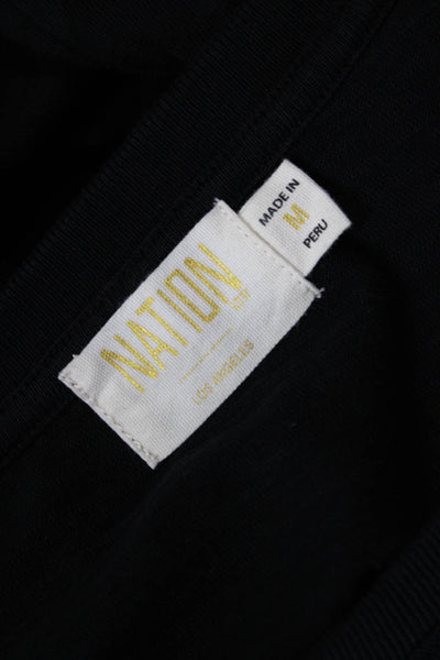 Nation LTD Womens Puffy Short Sleeves Tee Shirt Black Cotton Size Medium