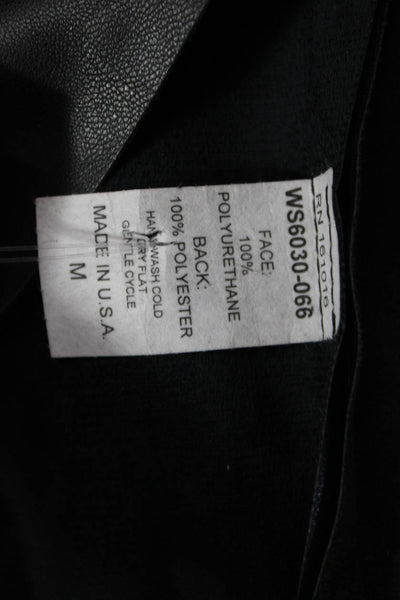 Willa Story Womens Faux Leather Short Sleeves Brigette Blouse Black Size Medium