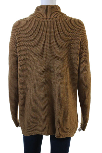 J Crew Womens Long Sleeve Knit Turtleneck Sweater Brown Cotton Size Small