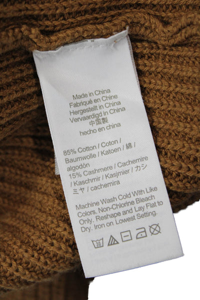 J Crew Womens Long Sleeve Knit Turtleneck Sweater Brown Cotton Size Small