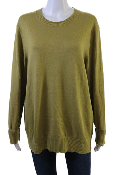 Everlane Womens Long Sleeve Crew Neck Knit Sweatshirt Green Cotton Size Large